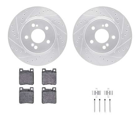 7312-63050, Rotors-Drilled, Slotted-SLV W/3000 Series Ceramic Brake Pads Incl. Hardware, Zinc Coat